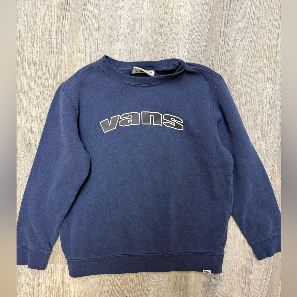 Boy’s Vans Navy Crewneck with White-Outlined Logo